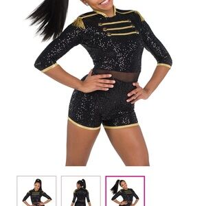 Black and Gold Sequin Dance Costume